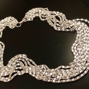 VTG 70s SARAH COVENTRY Multi-Strand Scroll Link Chains Princess Length Necklace